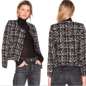 IRO Paris Black and White Metallic Tweed Boucle Blazer Jacket (style Gonnaspe)